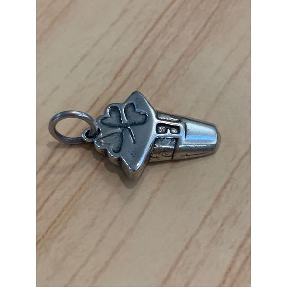 Clover Leaf Hat Sterling Silver Jewelry Charm - Picture 4 of 4